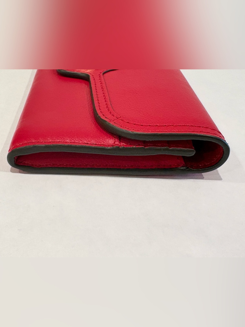 Coach Taylor Pebble Red Leather Slim Envelope Wallet with Gold Hardware - Picture 6 of 7